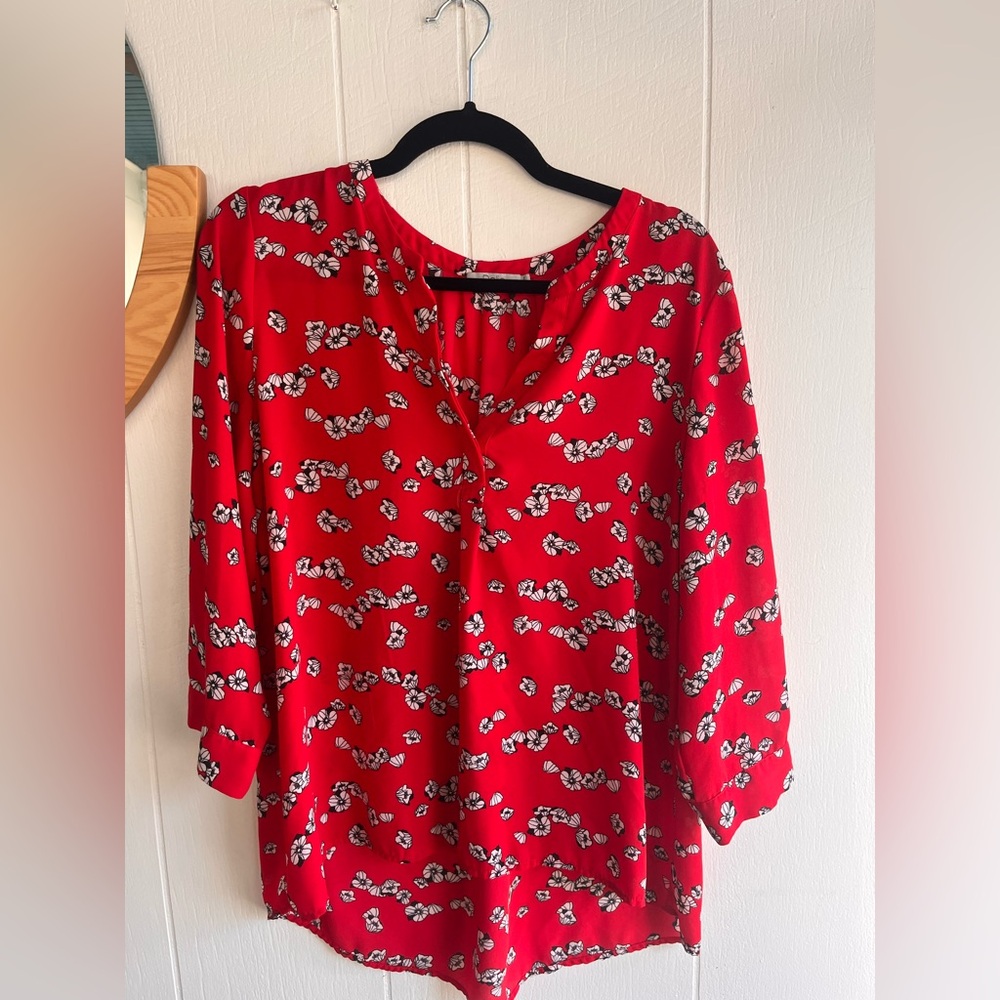 Red button down